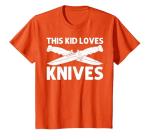 Cute Knife Design for Kids Boys Knife Collector Collection T-Shirt, Youth, Orange, Medium