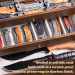 5-Tier Large Knife Display Case & Organizer, Wooden Pocket Knife Storage Box with Transparent Lid, Collector-Grade Holder for Folding Knives and Daggers, Ideal Men‘s Gift