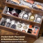 5-Tier Large Knife Display Case & Organizer, Wooden Pocket Knife Storage Box with Transparent Lid, Collector-Grade Holder for Folding Knives and Daggers, Ideal Men‘s Gift