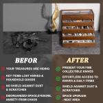 5-Tier Large Knife Display Case & Organizer, Wooden Pocket Knife Storage Box with Transparent Lid, Collector-Grade Holder for Folding Knives and Daggers, Ideal Men‘s Gift