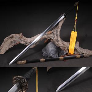 Handmade Chinese Sword,Chinese Jian, Full Size Sword, Forged Folded Steel Blade, Two Handed Straight Long Swords,Collection
