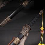Handmade Chinese Sword,Chinese Jian, Full Size Sword, Forged Folded Steel Blade, Two Handed Straight Long Swords,Collection