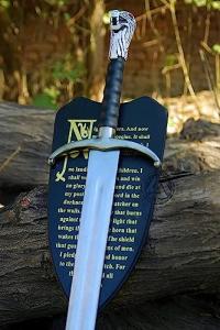 HandSmith™ Longclaw Sword of Jon Snow with Display Plaque - Handmade GoT Red Cat Eye - John Snow Longclaw Iconic Collectible Sword
