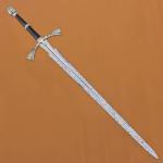 Dark Sister Sword Replica with Display Wall Plaque, Medieval Fantasy Collectible, Decorative Etching Pattern Blade