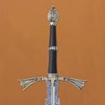 Dark Sister Sword Replica with Display Wall Plaque, Medieval Fantasy Collectible, Decorative Etching Pattern Blade