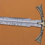 Dark Sister Sword Replica with Display Wall Plaque, Medieval Fantasy Collectible, Decorative Etching Pattern Blade