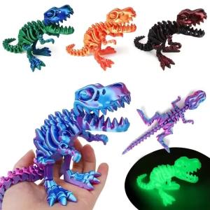 3D Printed Dragon Set Crafts Model Fidget Toy Rotatable Tyrannosaurus Rex Skeleton Dinosaur Decoration Gift for Kids Birthdays