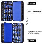 GWCASE Display Case for 66+ Pocket Knives. Folding Holder, Butterfly Storage Organizer, Roll Collection Pouch Carrier Bag for Survival Tactical Outdoor for EDC Mini Knife -Blue