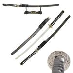 MASTER USA - Hand Carved Katana Sword with Samurai Bushido Code on Scabbard, 1045 Steel, 41.5 Inches Overall, Includes Display Stand (Sword of Spirit)