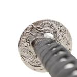 MASTER USA - Hand Carved Katana Sword with Samurai Bushido Code on Scabbard, 1045 Steel, 41.5 Inches Overall, Includes Display Stand (Sword of Spirit)