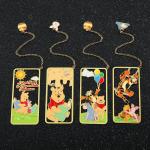 Disney Cartoon Pooh Bear Brass Bookmark with Tassel Winnie Bear Tigger Piglet Eeyore Book Mark Fans Collection Gifts for Kids