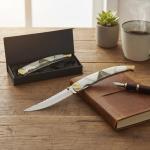 SZCO Luxury 4.75" Folding Pocket Knife for Men – Collectible EDC Folding Knife with Stainless Steel Blade, Mother of Pearl & Abalone Handle, Brass Bolster & Gift Box