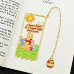 Disney Cartoon Pooh Bear Brass Bookmark with Tassel Winnie Bear Tigger Piglet Eeyore Book Mark Fans Collection Gifts for Kids