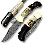 Stag Horn & Buffalo Horn 6.5'' 100% Handmade Damascus Steel Folding Pocket Knife 100% Prime Quality