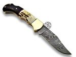 Stag Horn & Buffalo Horn 6.5'' 100% Handmade Damascus Steel Folding Pocket Knife 100% Prime Quality