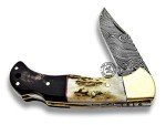 Stag Horn & Buffalo Horn 6.5'' 100% Handmade Damascus Steel Folding Pocket Knife 100% Prime Quality