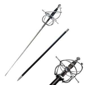 Sword Valley Medieval Fencing with Engraved Runes - Handcrafted Stainless Steel Construction | 116.5cm/45.9" - 2.3 kg/5 lb | Anti-Slip Handle | Decorative Collectible | Western-Style Sword