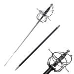 Sword Valley Medieval Fencing with Engraved Runes - Handcrafted Stainless Steel Construction | 116.5cm/45.9" - 2.3 kg/5 lb | Anti-Slip Handle | Decorative Collectible | Western-Style Sword