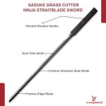 Armory Replicas Hand Crafted Sasuke Grass Cutter Ninja Straitblade Replica Sword | Carbon Steel Collectible (Dark Grass Cutter)