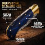 Handmade Damascus Pocket Knife for Men - 6.5 Inch Damascus Knife with Sheath - Damascus Folding Knife - Damascus Hunting Knife - Damascus Steel Pocket Knives with Back Lock for EDC, Camping, Hiking