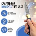 Handmade Damascus Pocket Knife for Men - 6.5 Inch Damascus Knife with Sheath - Damascus Folding Knife - Damascus Hunting Knife - Damascus Steel Pocket Knives with Back Lock for EDC, Camping, Hiking