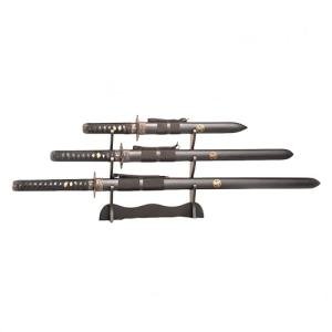 Sword Valley Authentic Ninja Samurai Sword 3-Piece Set with 3-Tier Display Stand – Shinobi Engraved Scabbards, Stainless Steel Blades, Waxed Cotton Handle (38.9"+30.5"+21.1")