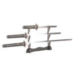 Sword Valley Authentic Ninja Samurai Sword 3-Piece Set with 3-Tier Display Stand – Shinobi Engraved Scabbards, Stainless Steel Blades, Waxed Cotton Handle (38.9"+30.5"+21.1")