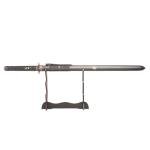 Sword Valley Authentic Ninja Samurai Sword 3-Piece Set with 3-Tier Display Stand – Shinobi Engraved Scabbards, Stainless Steel Blades, Waxed Cotton Handle (38.9"+30.5"+21.1")