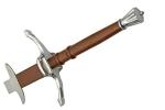 SZCO 50" Flamberge Medieval Sword – Collectible Fantasy Two-Handed Wavy Stainless Steel Blade Longsword with Leather Wrapped Handle, Chrome Guard & Pommel & Leather Scabbard