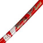 Bishamon 42.5" Samurai Sword with Carbon Steel Blade and Dragon Design Scabbard – Includes Wooden Display Stand – Decorative Collectible Katana (Red)