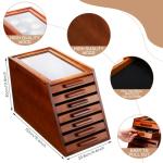 GlikCeil Pocket Knife Display Case Glass Top Display Case Holder Tool Storage Cabinet with Felt Bottom Drawers 7-Tier Pocket Knife Storage for Men Gift