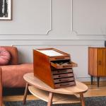 GlikCeil Pocket Knife Display Case Glass Top Display Case Holder Tool Storage Cabinet with Felt Bottom Drawers 7-Tier Pocket Knife Storage for Men Gift