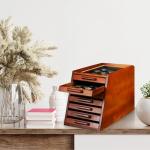 GlikCeil Pocket Knife Display Case Glass Top Display Case Holder Tool Storage Cabinet with Felt Bottom Drawers 7-Tier Pocket Knife Storage for Men Gift