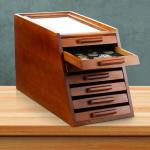 GlikCeil Pocket Knife Display Case Glass Top Display Case Holder Tool Storage Cabinet with Felt Bottom Drawers 7-Tier Pocket Knife Storage for Men Gift