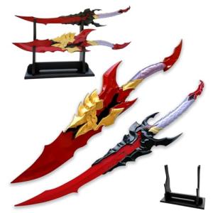 Anime Kamish’s Wrath Dual Daggers Sword 2pc Sword with Display Stand, Full Metal Replica Display Prop, Stainless Steel Blade, Anime Collectible Cosplay Gift for Men