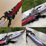 Anime Kamish’s Wrath Dual Daggers Sword 2pc Sword with Display Stand, Full Metal Replica Display Prop, Stainless Steel Blade, Anime Collectible Cosplay Gift for Men