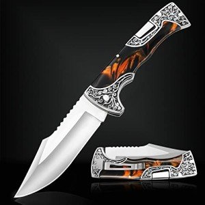 VALHALLA MAGE Pocket Folding Knife, Sharp Blade Pocket Knife with Back Lock, Cool EDC Pocket Knife For Men Collector Outdoor Camping Hiking