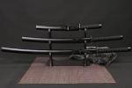 3pc Set Japanese Samurai Sword with Display Stand,Iaido Katana,Matte Texture