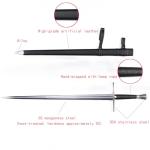 Sharp Blade Medieval Sword Black Western Sword Manganese Steel Blade Total Length 45.66 inches for Display Gift Collection