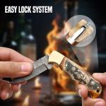 Delta : Handmade Damascus Pocket Knife - Hunting, Survival, Folding Knives for Men with Bone Handle for Outdoor Fishing Accessories, Anniversary, Boyfriend, Gifts for Men (White)