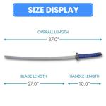 SZCO 40” Blue Dragon Samurai Katana Sword – Carbon Steel Blade with Wooden Scabbard – Cord Wrapped Handle – Japanese Ninja Sword for Display, Martial Arts, Cosplay, Gift or Collection