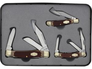 Old Timer Schrade 3-Folder Combo with Saw Cut Handles & Gift Tin