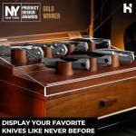 Holme & Hadfield Premium Knife Display Case for up to 30 Knives – Large Handcrafted Wooden Pocket Knife Organizer for Collections – Birthday Gift for EDC Collectors – Luxury Built to Last