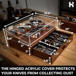 Holme & Hadfield Premium Knife Display Case for up to 30 Knives – Large Handcrafted Wooden Pocket Knife Organizer for Collections – Birthday Gift for EDC Collectors – Luxury Built to Last