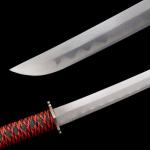 Real Katana Japanese Samurai Sword 3-Piece Set,Handmade Heat Tempered Full Tang 1060 High Carbon Steel red