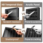 Knife Display Case, Lockable Pocket Knives Display Box Cabinet with HD Tempered Glass, 6 Rows Military Folding Knife Stand with Removable 2 Grooves Shelves for Wall Mounted and Desk Display, Black