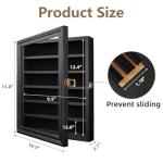 Knife Display Case, Lockable Pocket Knives Display Box Cabinet with HD Tempered Glass, 6 Rows Military Folding Knife Stand with Removable 2 Grooves Shelves for Wall Mounted and Desk Display, Black
