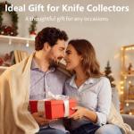 Knife Display Case, Lockable Pocket Knives Display Box Cabinet with HD Tempered Glass, 6 Rows Military Folding Knife Stand with Removable 2 Grooves Shelves for Wall Mounted and Desk Display, Black