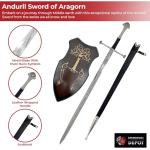 MedievalDepot Lord of The Rings Anduril Sword of Aragorn – Overall 47.5" - Metal Blade with Leather Wrapped Handle, Wall Plaque & Scabbard