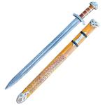 Qepaa Crafts®Handmade Damascus Steel Real Viking Style Sword | Full Tang Blade with Wooden Handle and Scabbard | Collectible Medieval Replica|Gift for him (Brown Handle Sword)